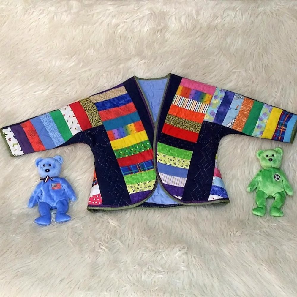 Kids Quilted Jacket, Unisex Patchwork Jacket, Vintage Quilt Coat, Handmade Coat